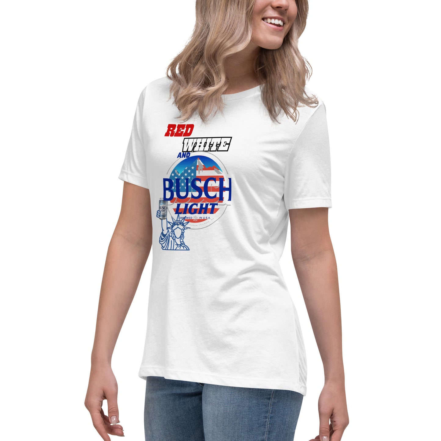 "Red, White & Busch Lite" Women's Relaxed T-Shirt