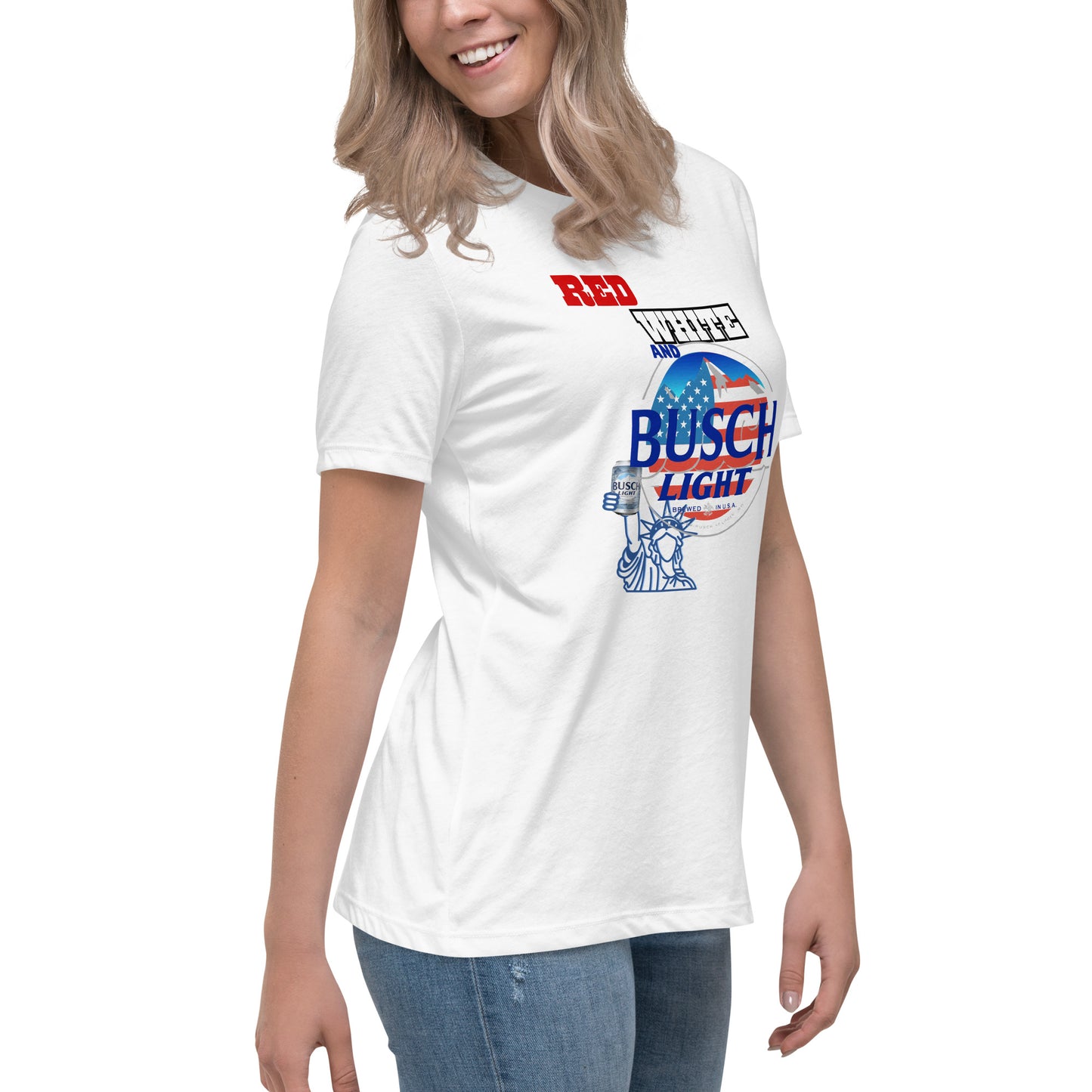 "Red, White & Busch Lite" Women's Relaxed T-Shirt