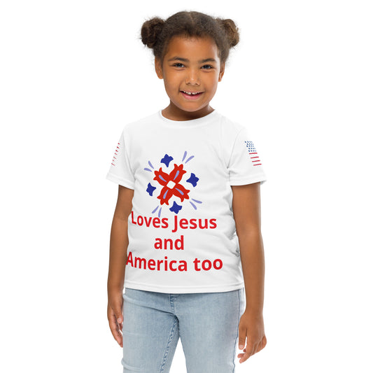 "Loves Jesus and America Too" Kids crew neck t-shirt