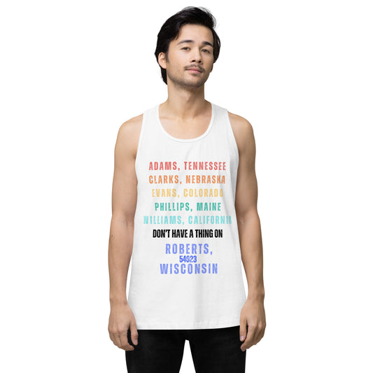 Roberts, WI Men’s premium tank top