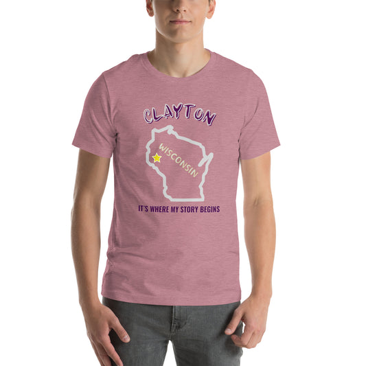 Clayton, Where My Story Starts Unisex t-shirt