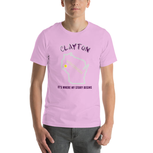 Clayton, Where My Story Starts Unisex t-shirt