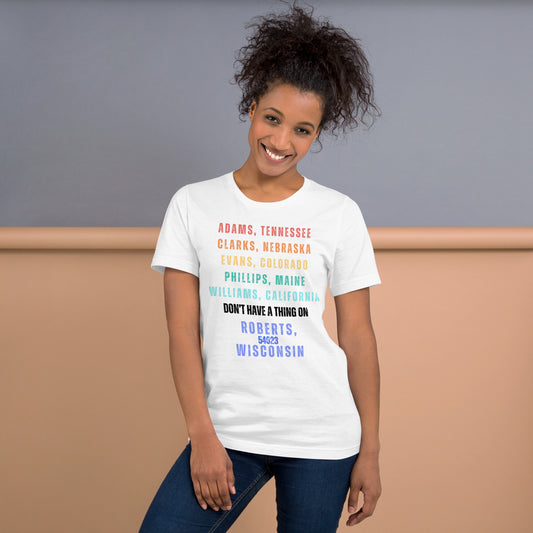 Roberts, WI Unisex t-shirt